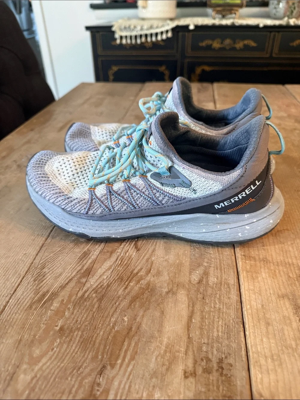 Merrell Women's Gray Sneakers with Light Teal Laces